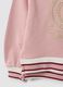 Felpa rosa in puro cotone con girocollo e ricamo frontale per bambina_3