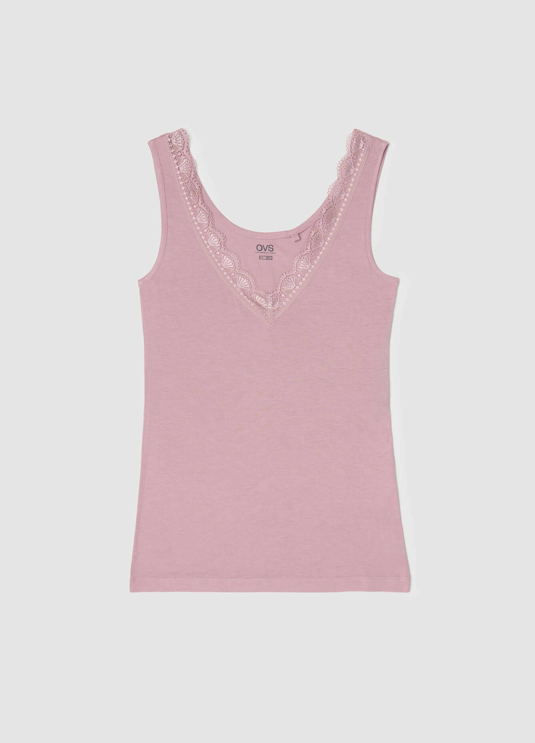 Vest with V neck and lace