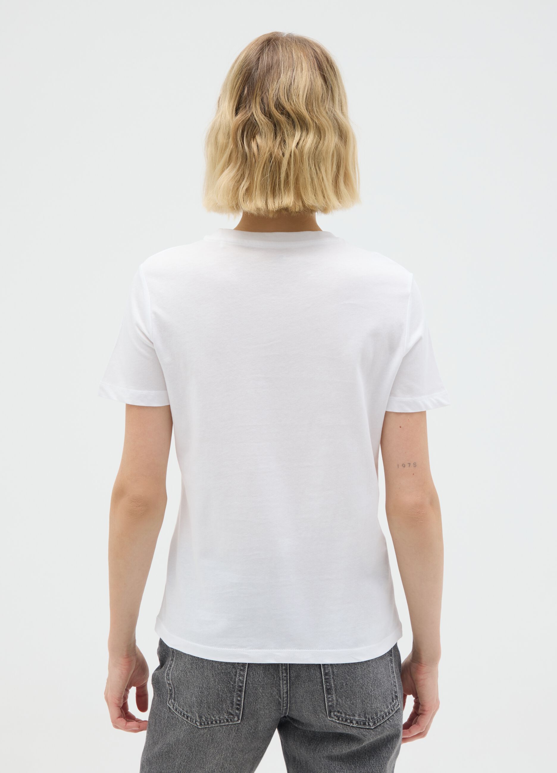 White regular fit pure cotton T-shirt