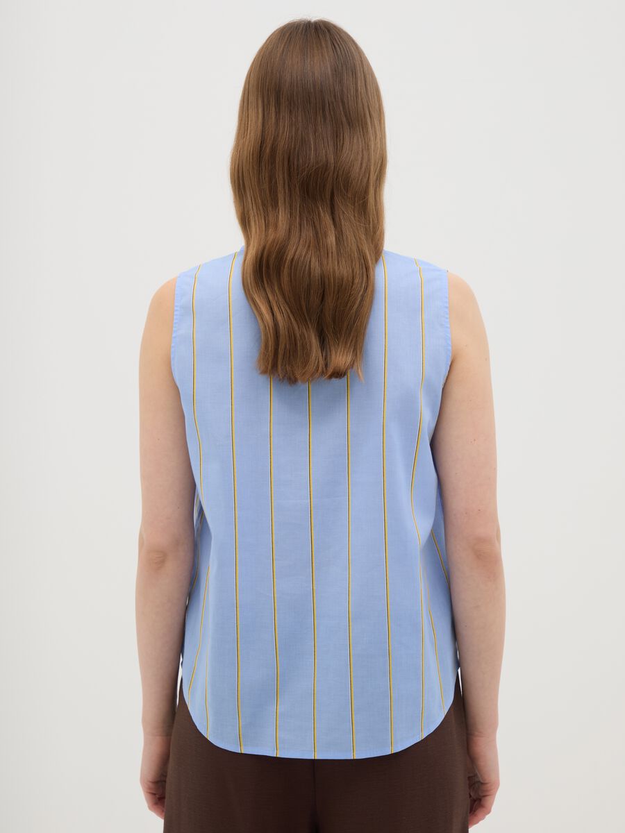 Women's Sleeveless Shirt in Pure Cotton Multicolour Regular Fit_3