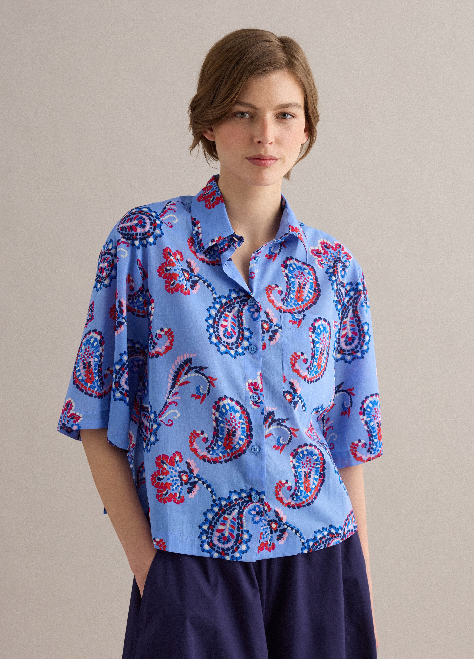 Pure cotton multicolour over-fit patterned shirt