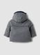 Long grey padded jacket with hood and zip_1