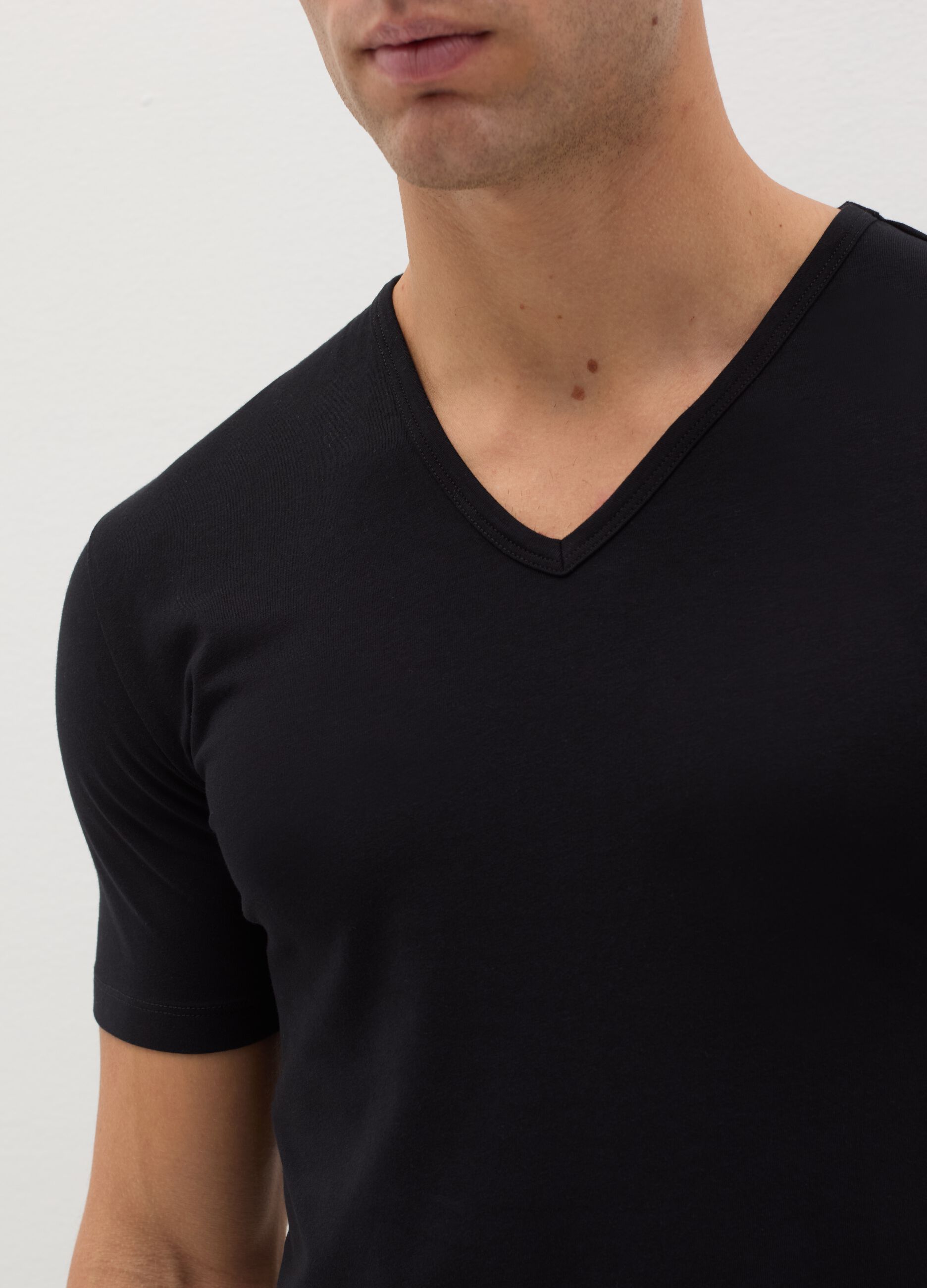 Two-pack organic cotton undershirts with V neck