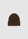 Brown knitted beanie in jersey knit_0