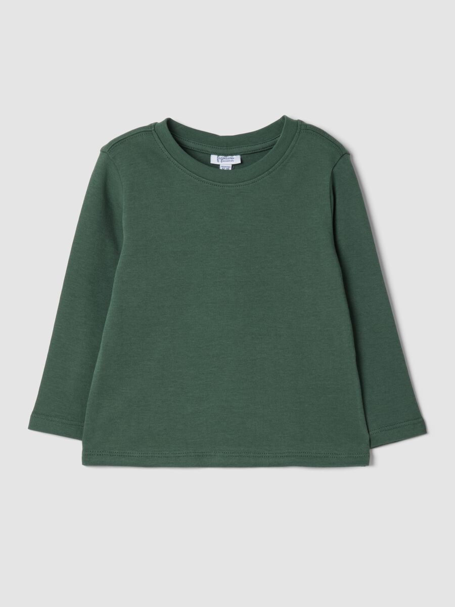 Maglietta verde in puro cotone organico con girocollo_0