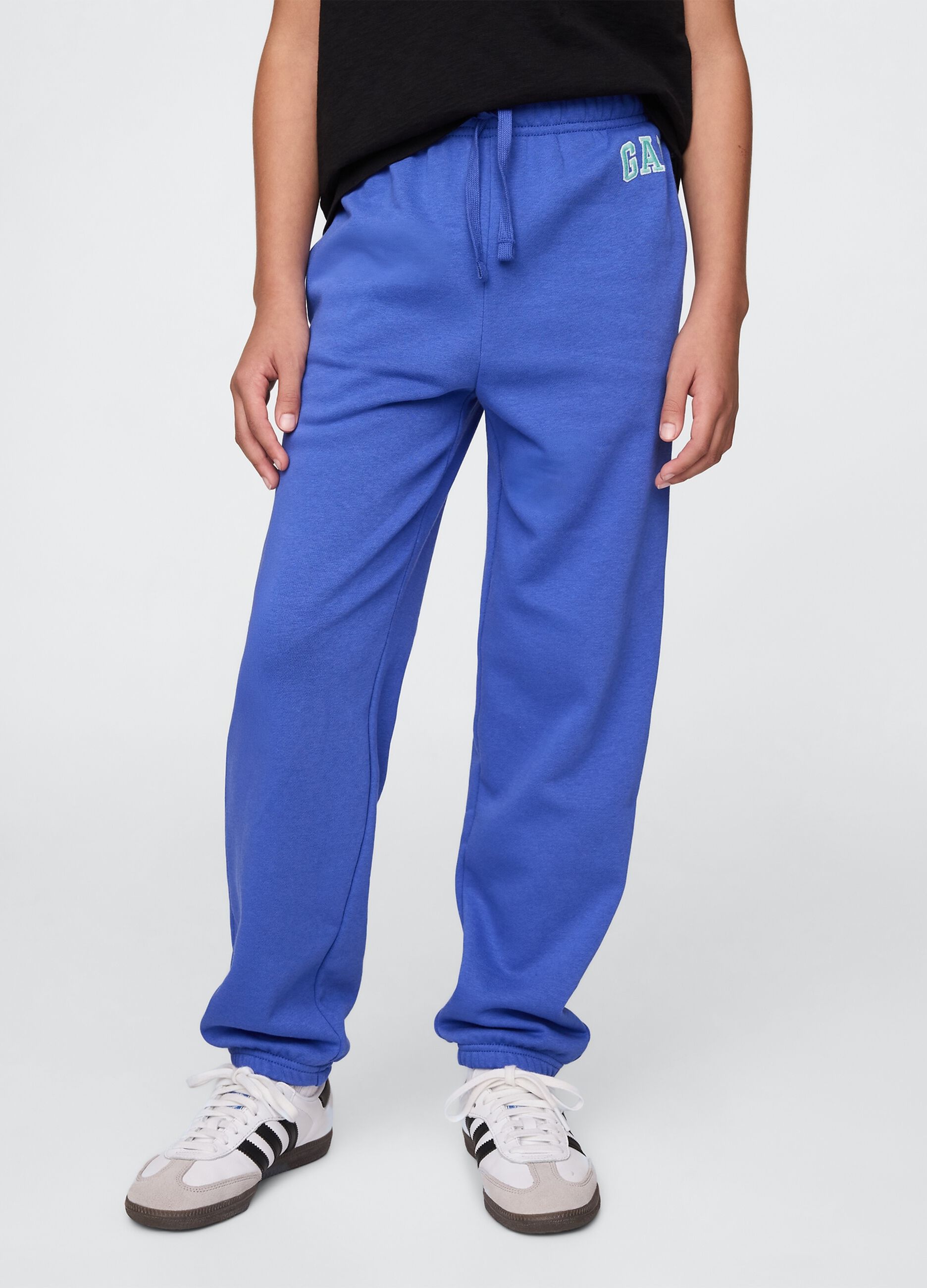Blue Cotton Blend Jogger Trousers