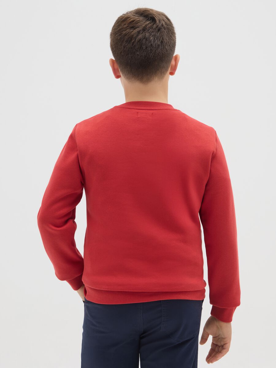 Boys' red sweatshirt in pure cotton regular fit with print_1