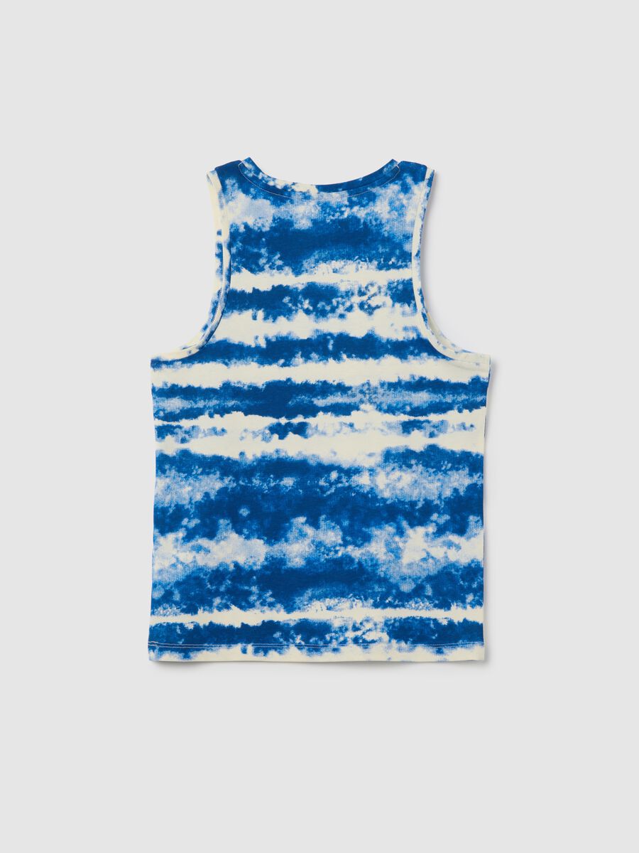 Blue and white striped cotton tank top_1