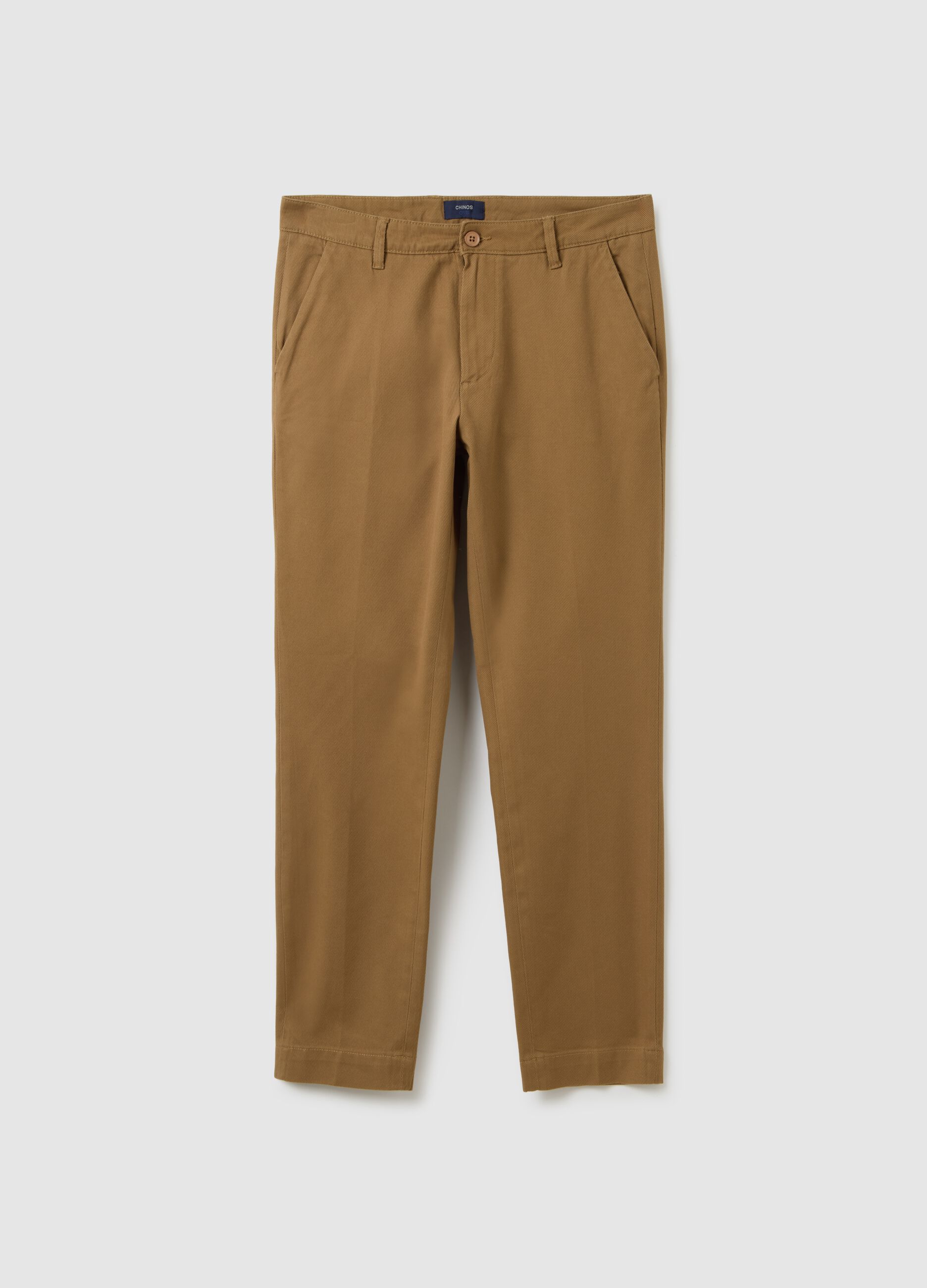 Pantaloni chino marroni in cotone elasticizzato slim fit