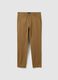 Brown stretch cotton chino trousers slim fit_4