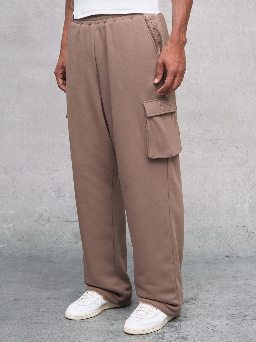 Teddy Cargo Sweatpants Mocha_3