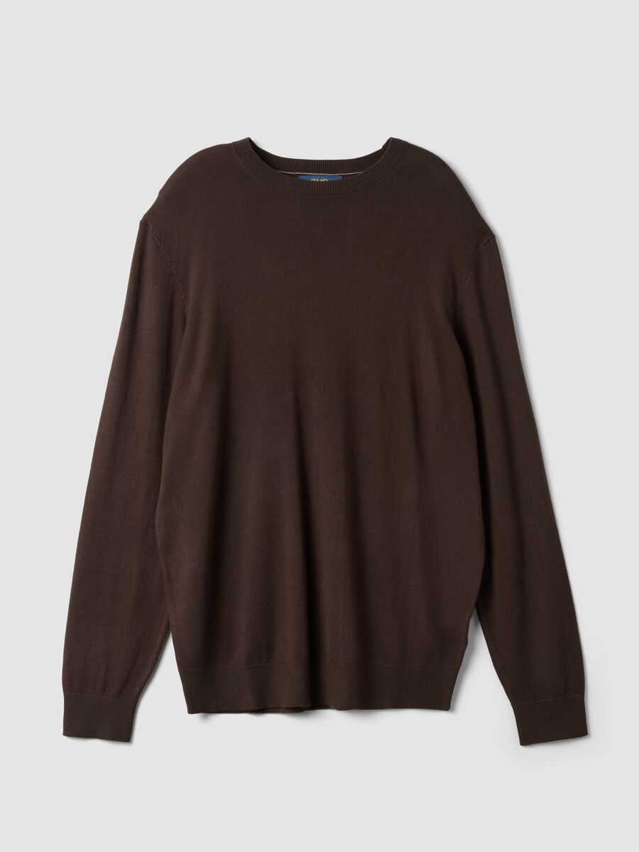 Maglia girocollo marrone in misto viscosa regular fit_0
