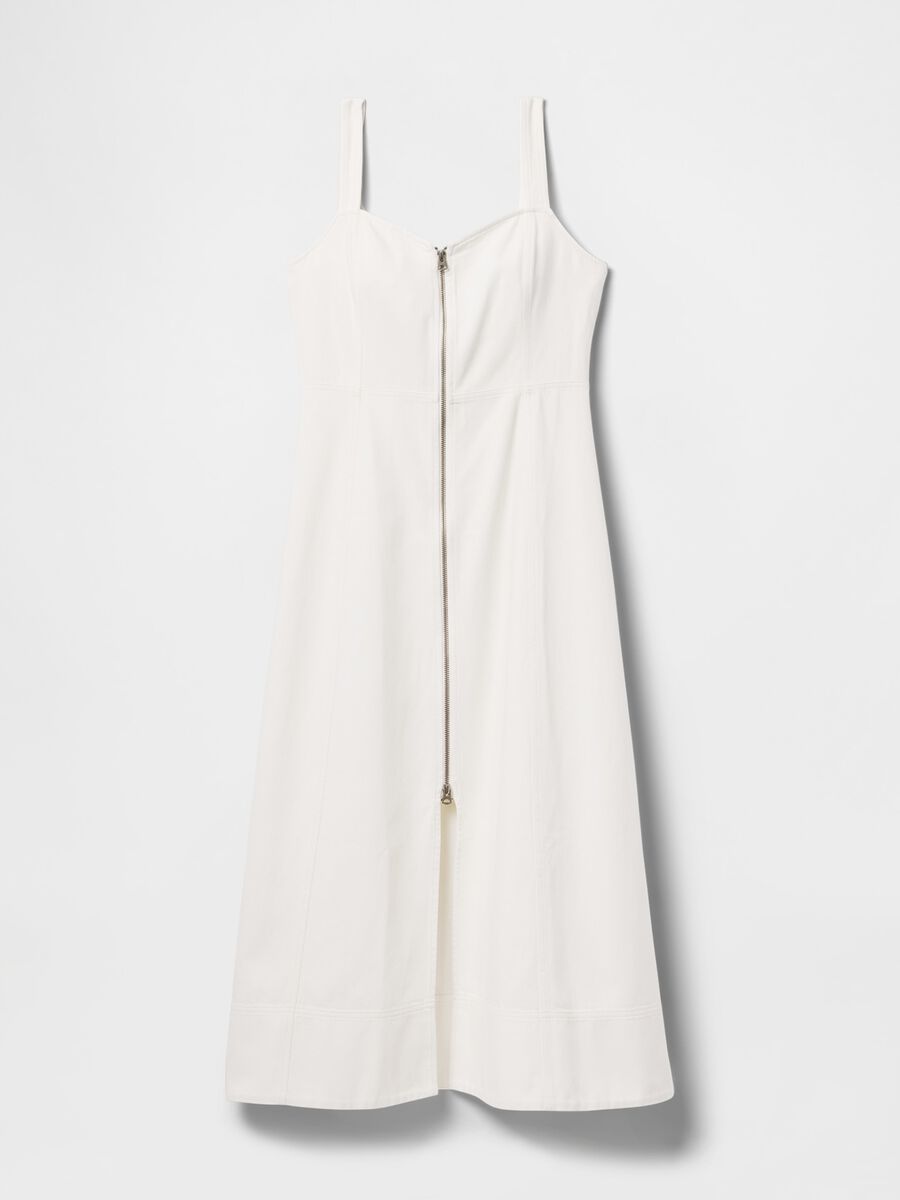 White Long Dress with Front Zip_6