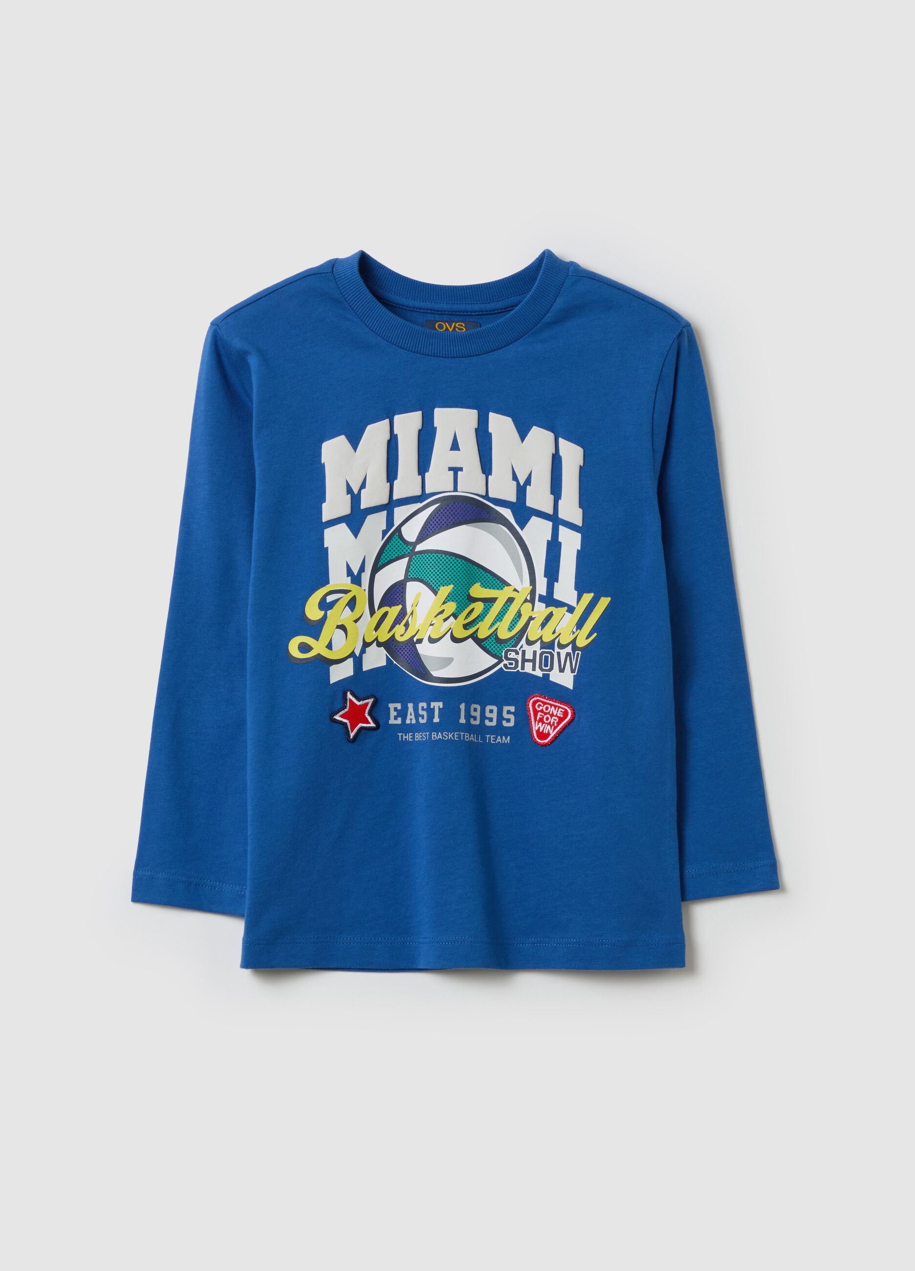 Long-sleeved T-shirt with basket print
