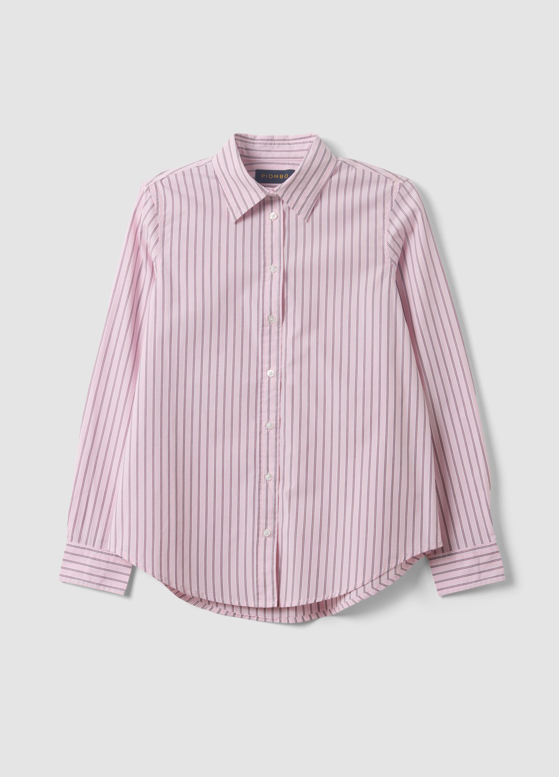 Pink striped poplin shirt, regular fit