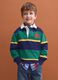 Boys&rsquo; multicolour pure cotton striped rugby polo with classic collar_0