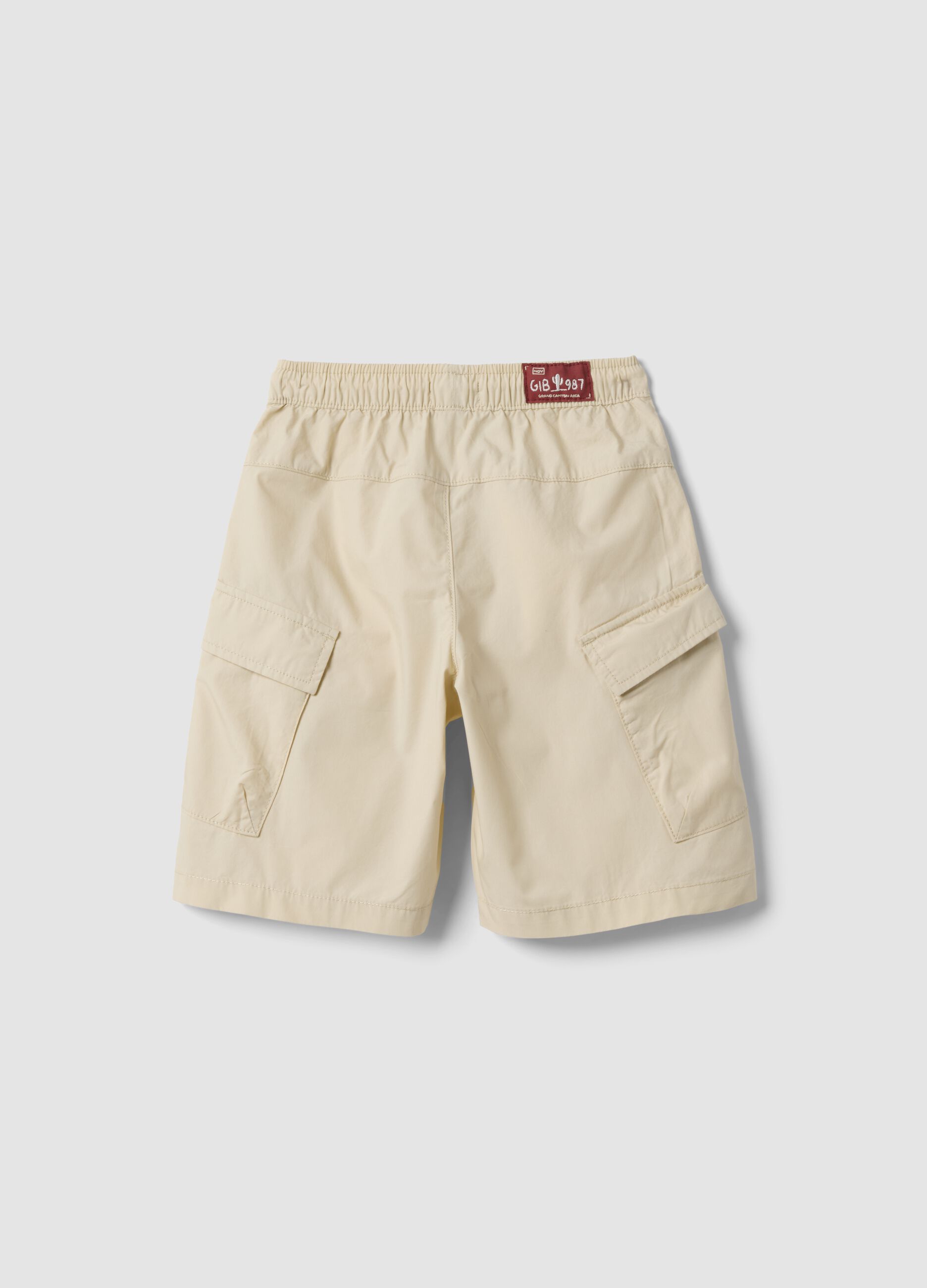Beige pure cotton cargo shorts