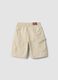 Beige pure cotton cargo shorts_1