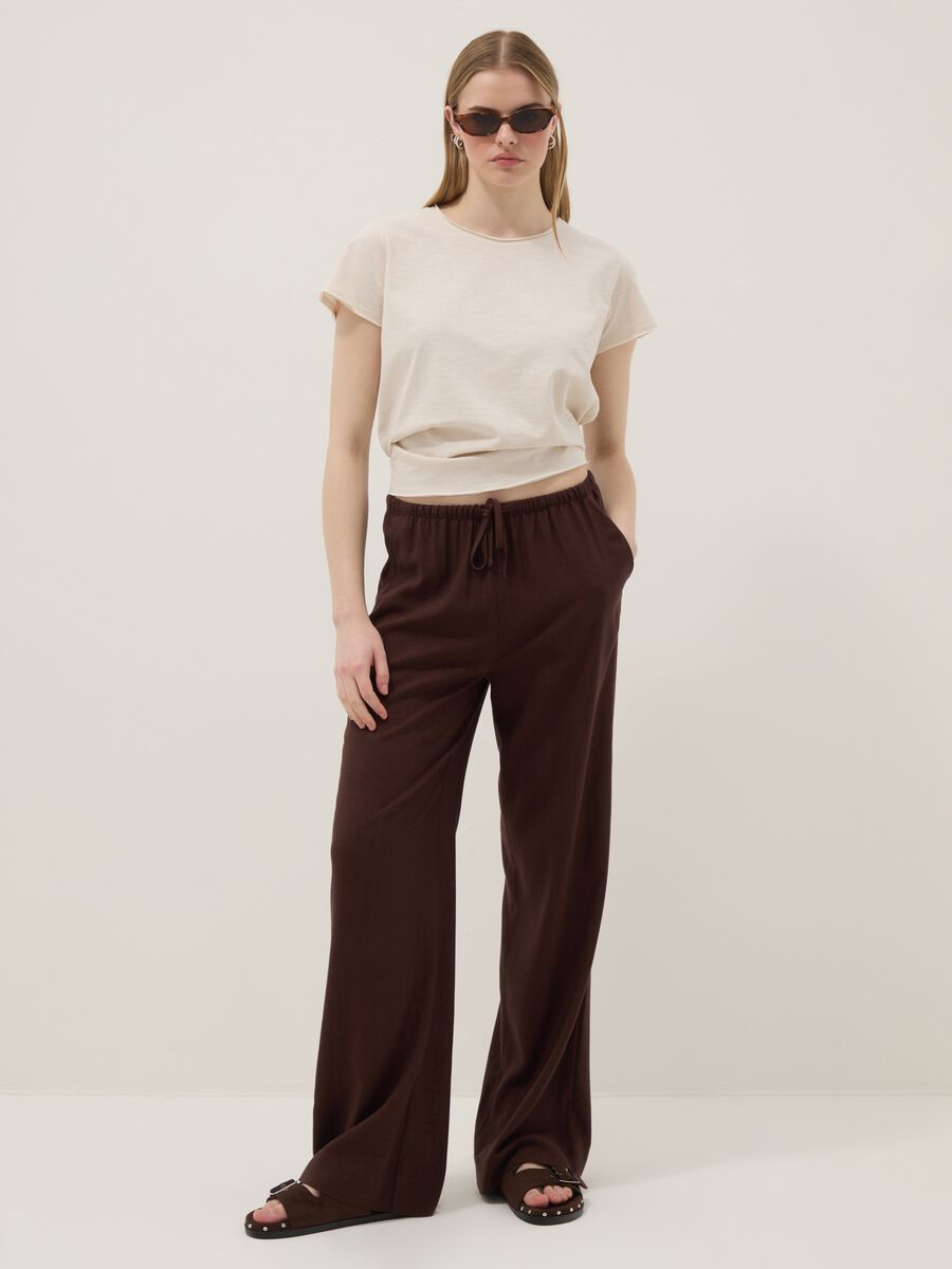 Beige pure cotton short-sleeve T-shirt, regular fit_2