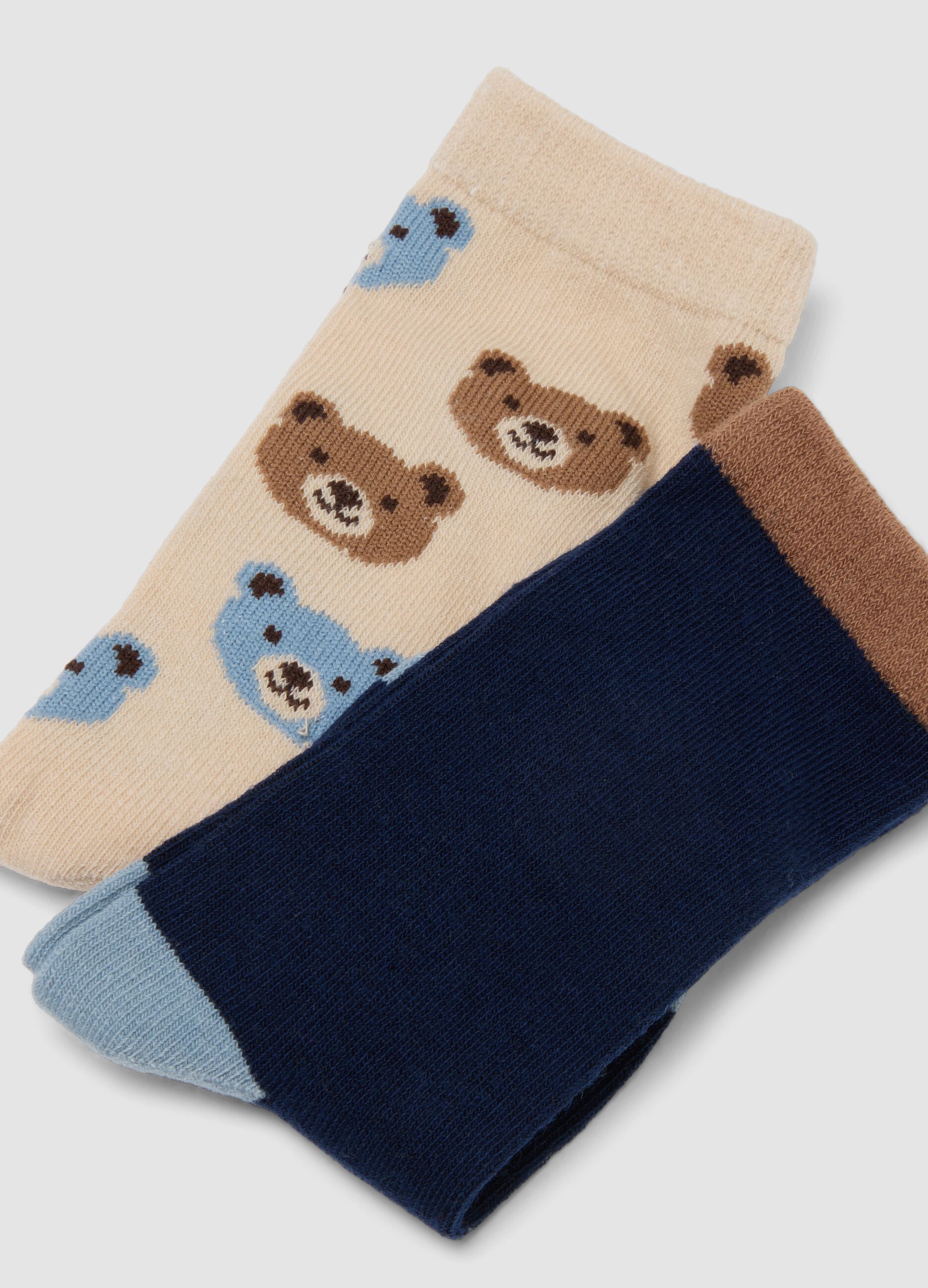 Tripack di calze blu lunghe in cotone organico elasticizzato