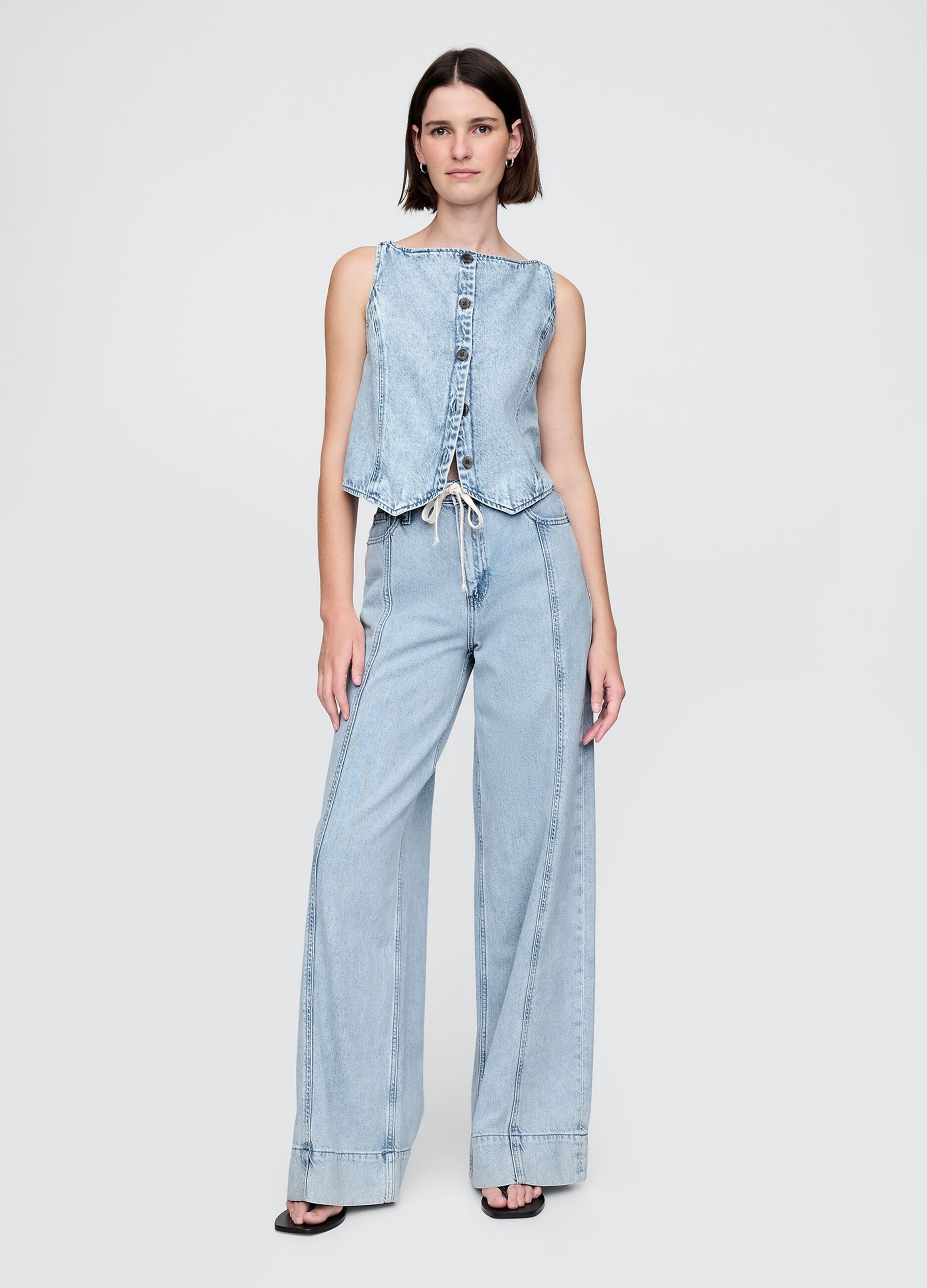 Light Denim Wide Leg Trousers by Gap