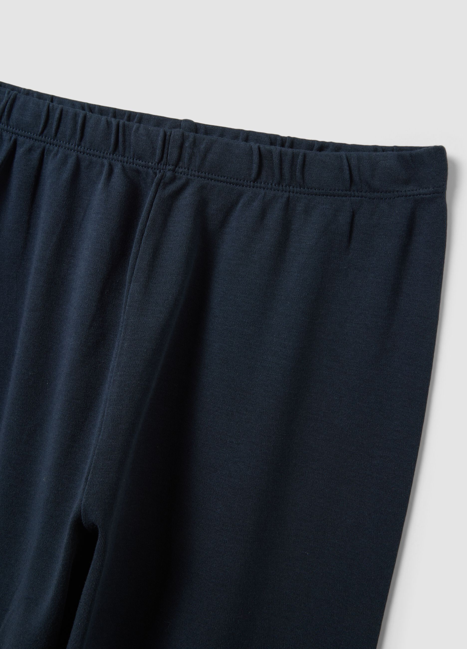 Blue and white crew-neck pyjamas in organic cotton and viscose blend