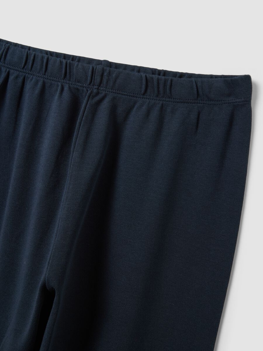 Blue and white crew-neck pyjamas in organic cotton and viscose blend_3