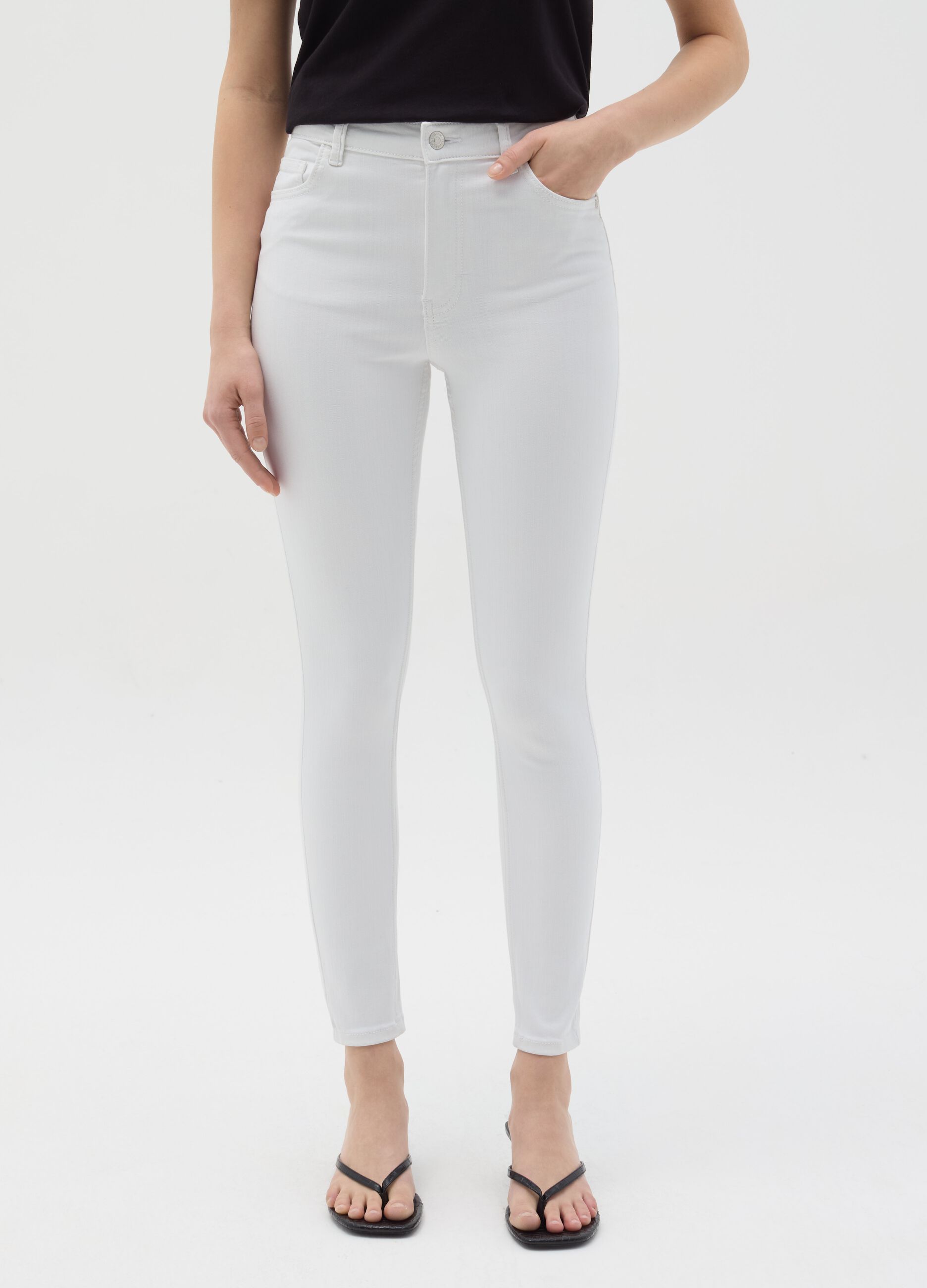 Skinny-fit high rise jeans