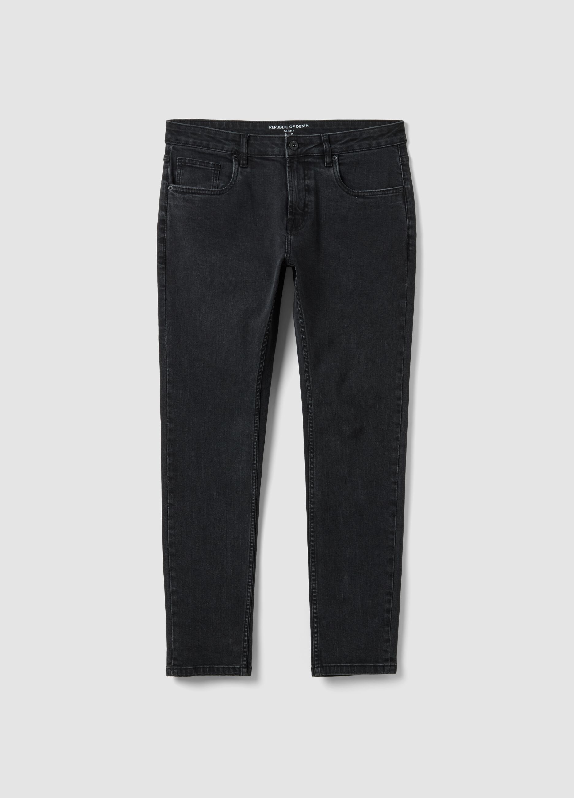 Black stretch cotton skinny-fit jeans