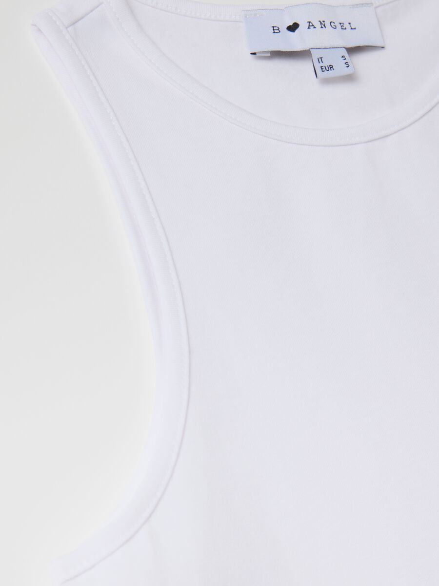 White Cotton Stretch Crop Top_5