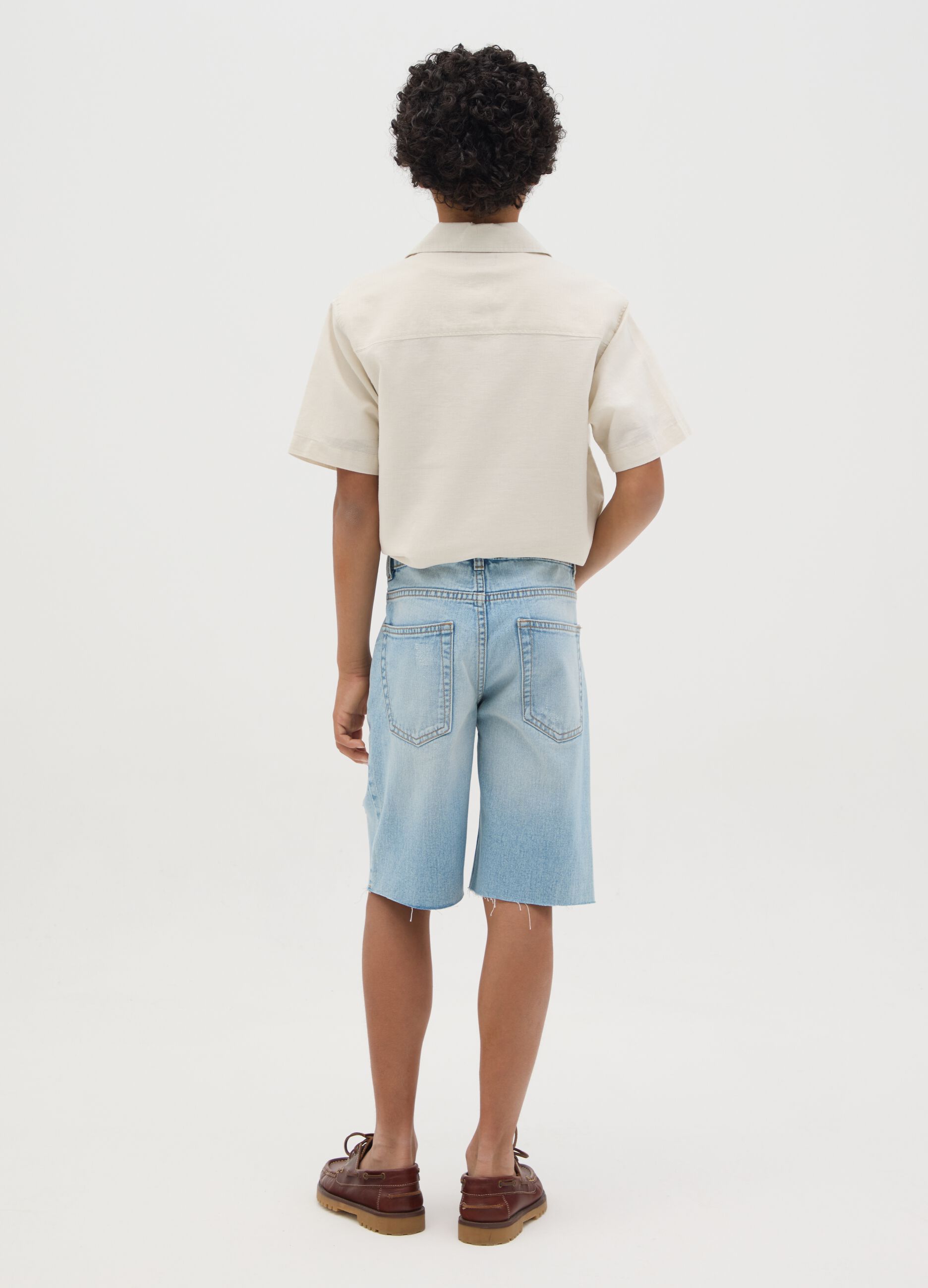 Boys' blue pure cotton Bermuda shorts, regular fit