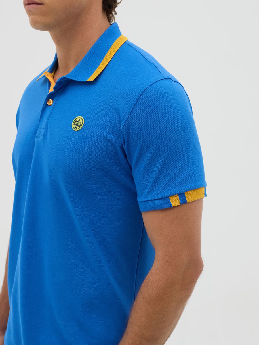 Light blue polo shirt in cotton with Navy Sport patch_2