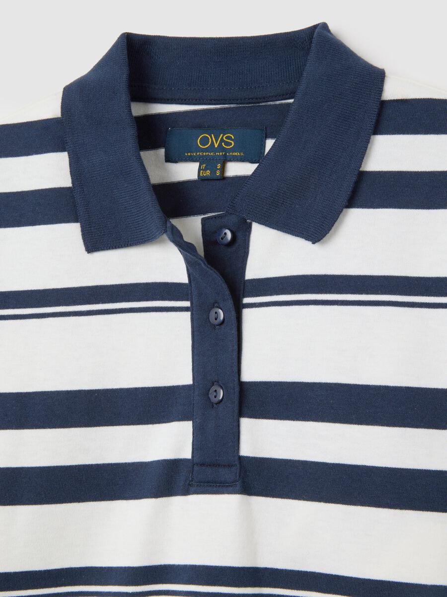 White and blue striped cotton polo shirt_5