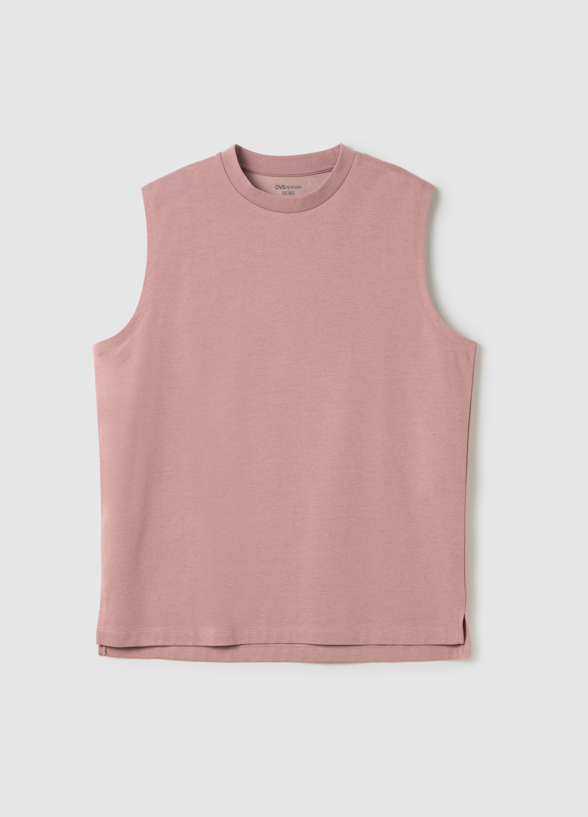 Men's pink cotton blend tank top, relaxed fit