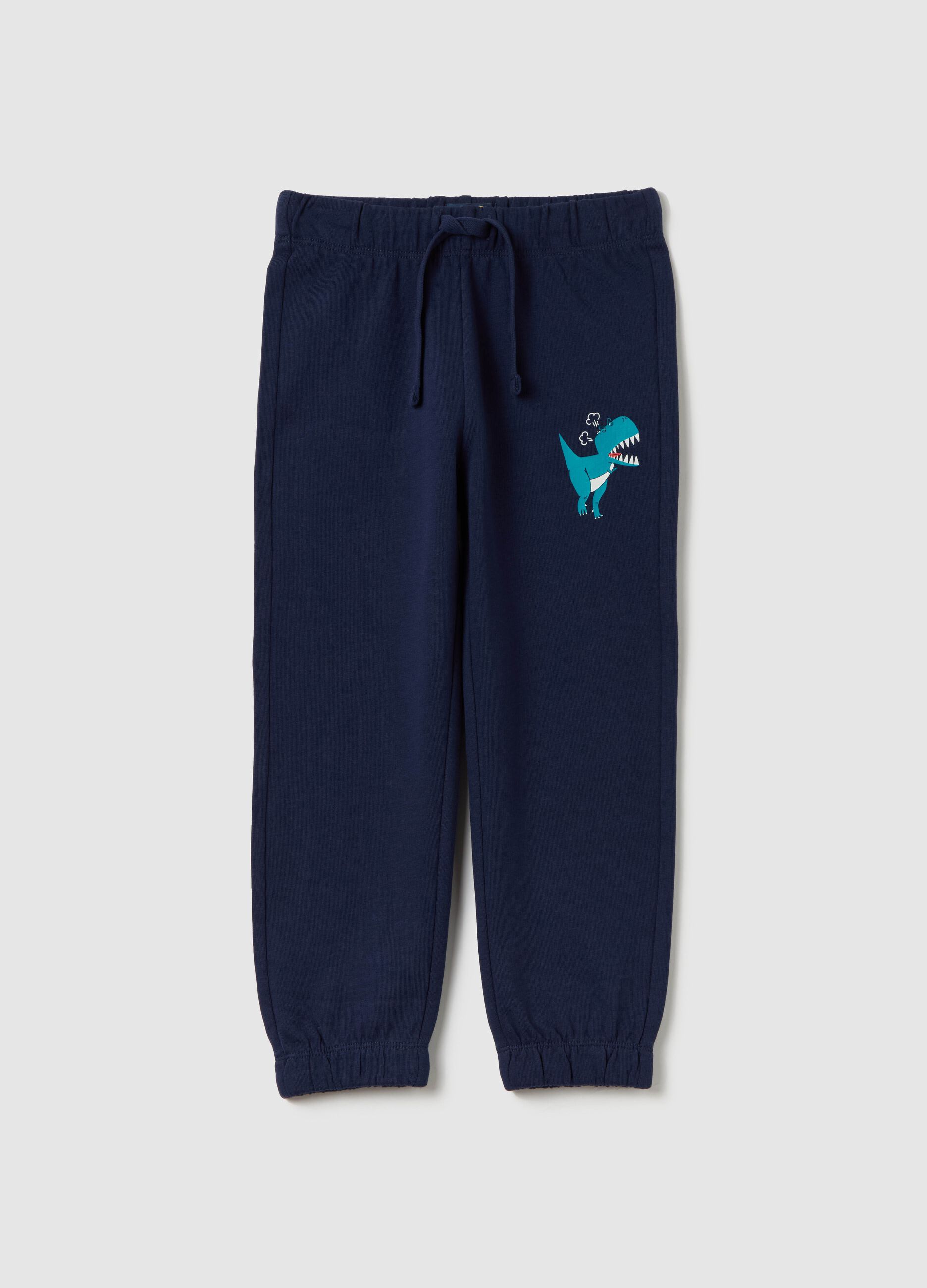 Joggers in French Terry con coulisse e stampa 