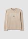 Beige pure organic cotton crew-neck sweatshirt with print for boys_3
