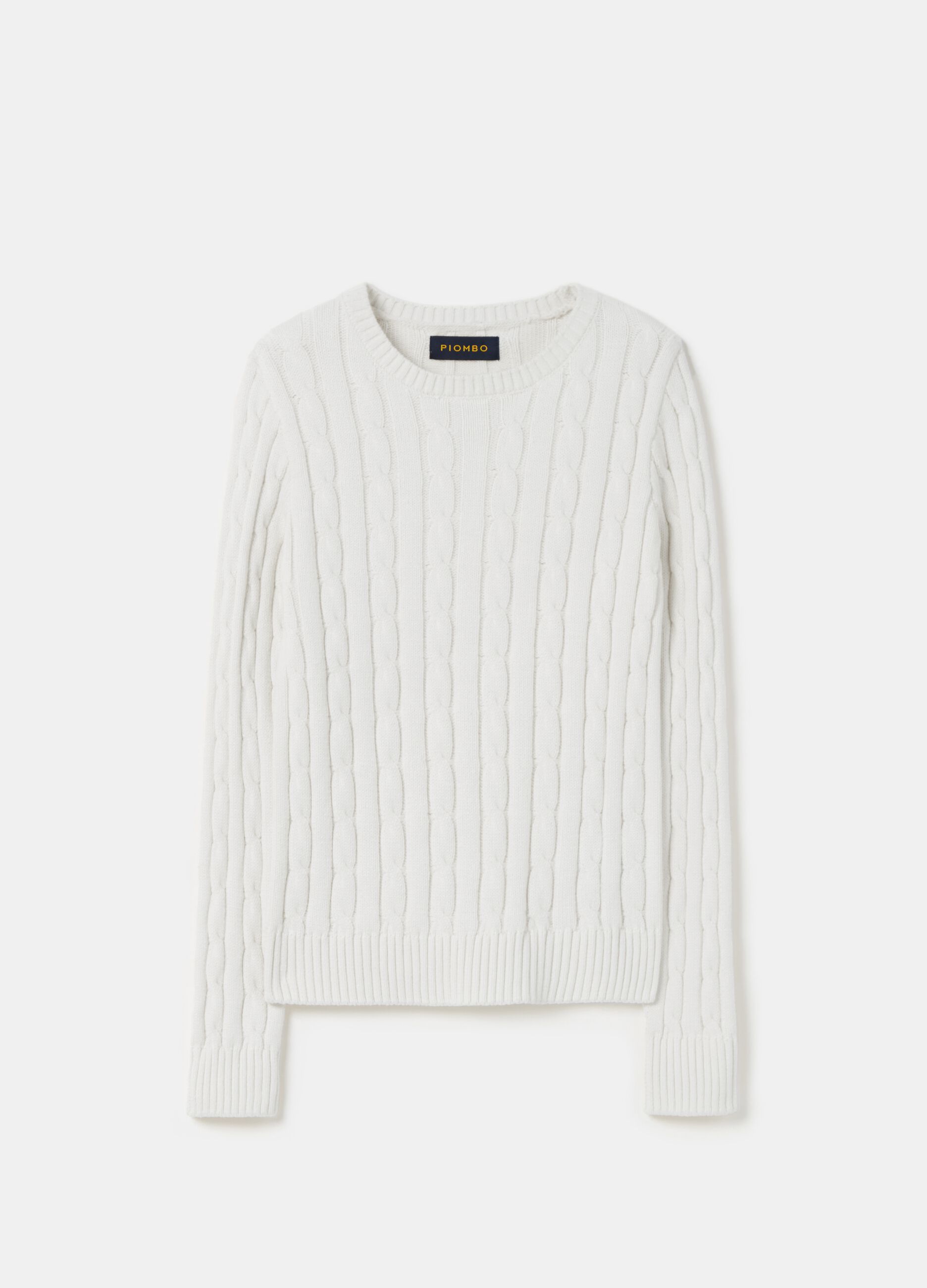 Ribbed pullover with cable-knit design