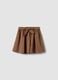 Brown pure cotton girls' skirt regular fit with bow_3