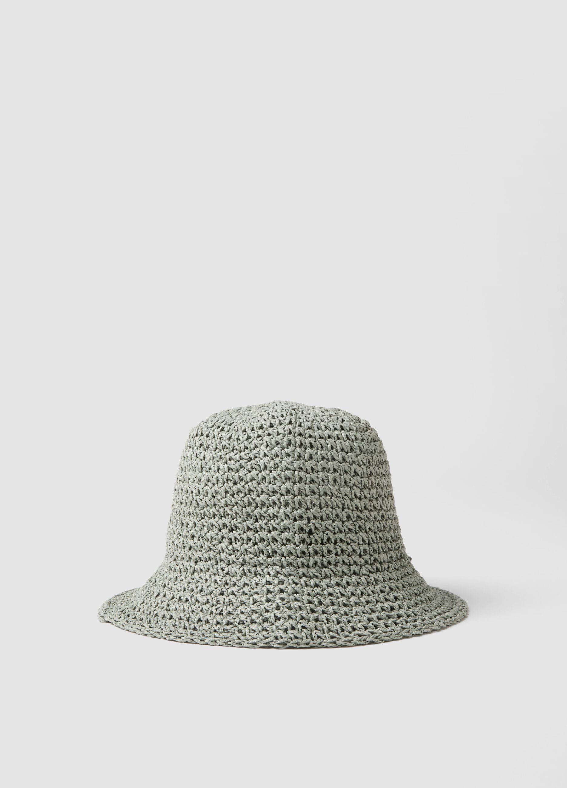 Green bucket hat in pure paper fabric