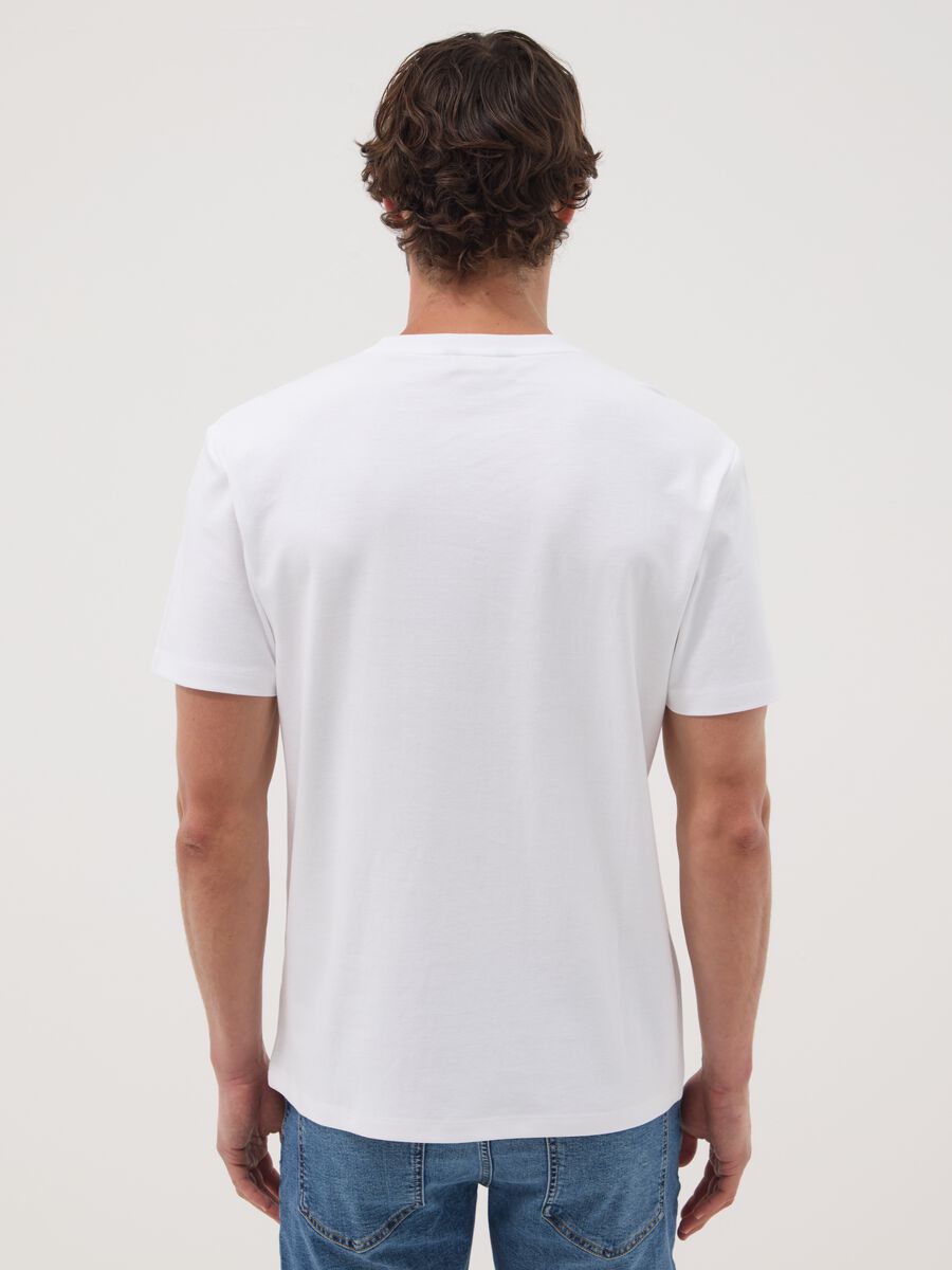 T-shirt bianca in puro cotone mercerizzato slim fit_3