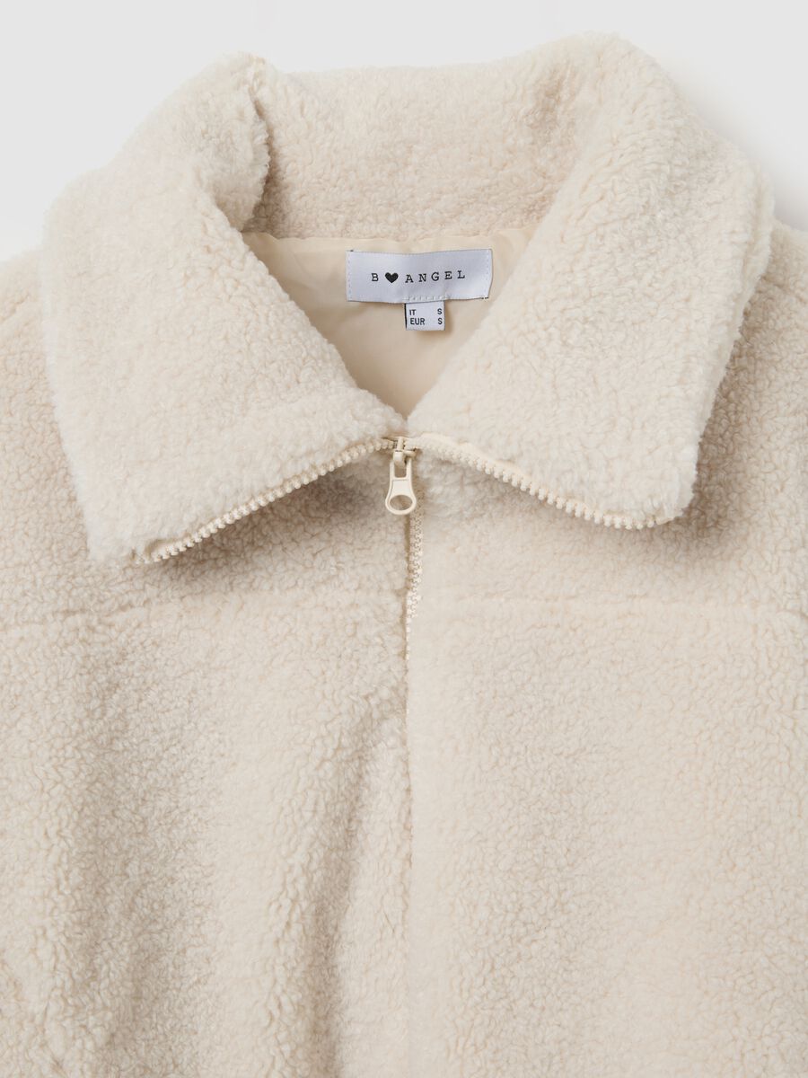 Giacca in sherpa beige regular fit_1
