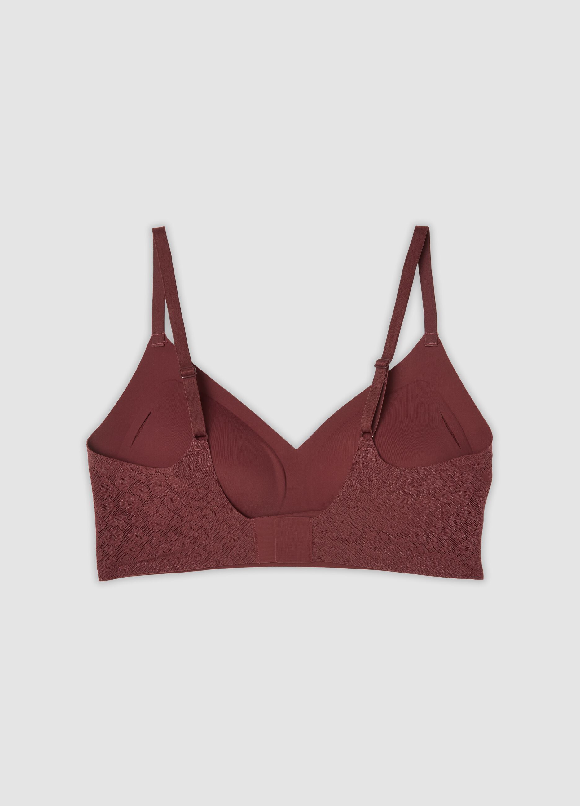 Reggiseno bralette rosso in tessuto elasticizzato con pizzo