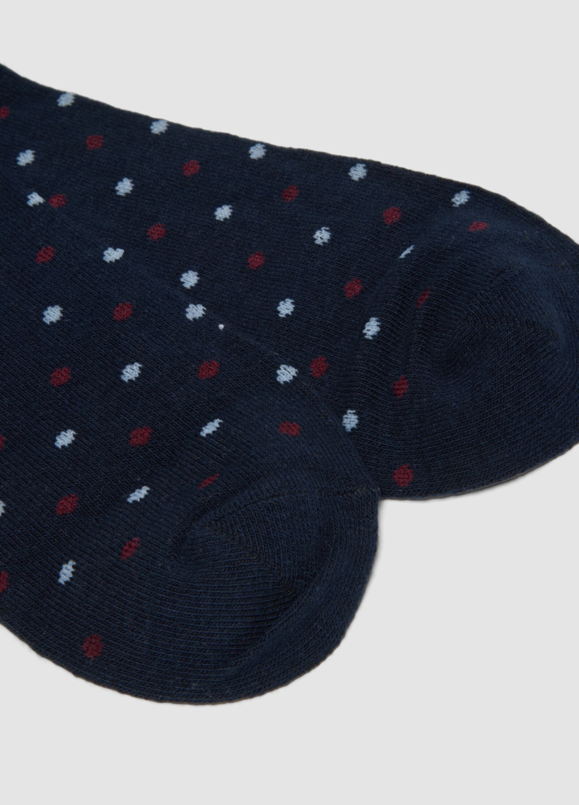 Three-pack of short socks in dark brown, royal blue, ecru and ochre yellow stretch organic cotton