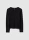 Black regular-fit cotton and viscose blend sweater with knitted texture_4