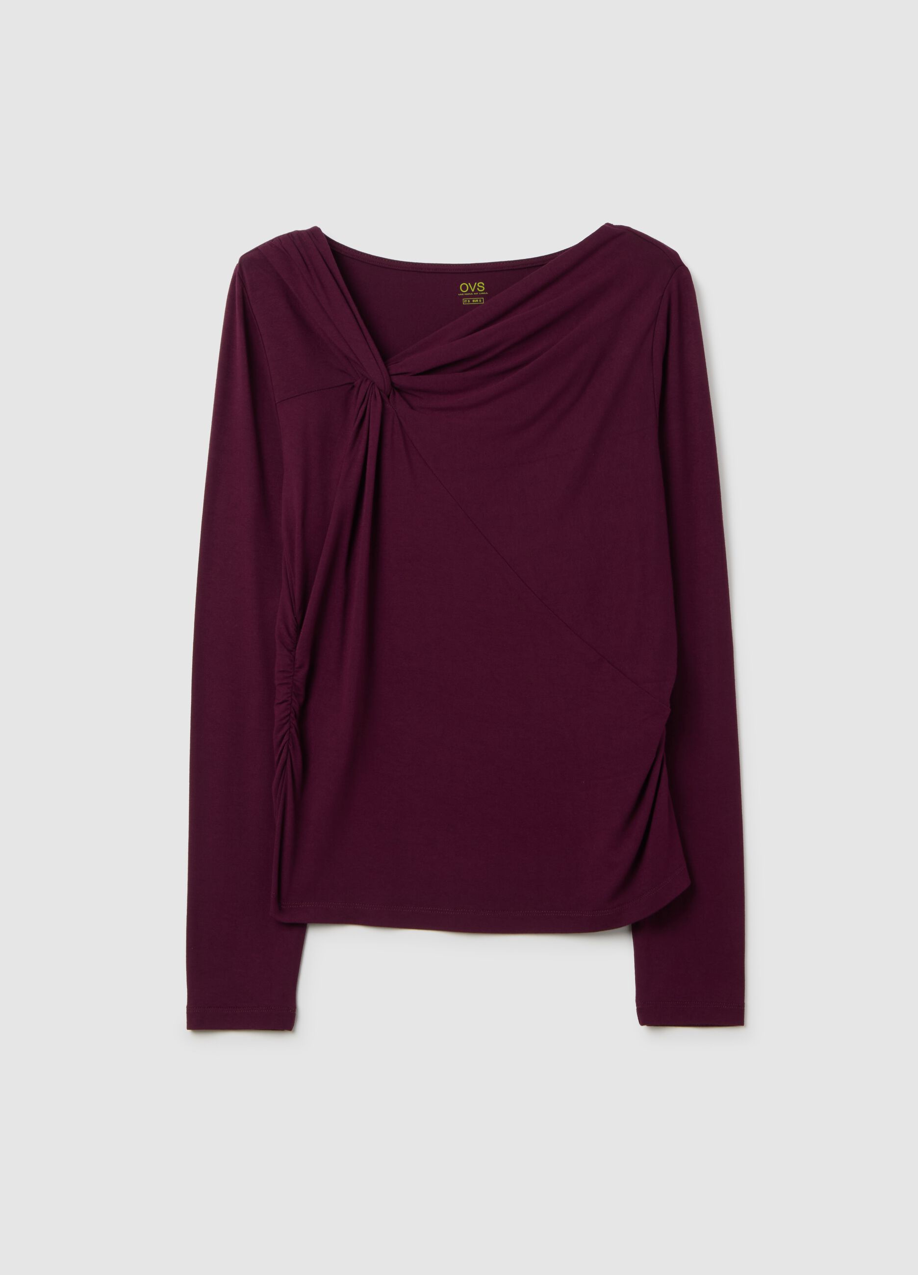 Maglia viola elasticizzata a maniche lunghe