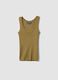 Brown viscose blend fitted tank top_4