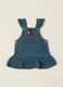 Blue denim pure cotton baby girl dungaree dress_0