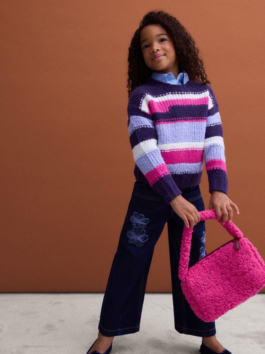 Purple striped crew-neck jumper, regular fit_1