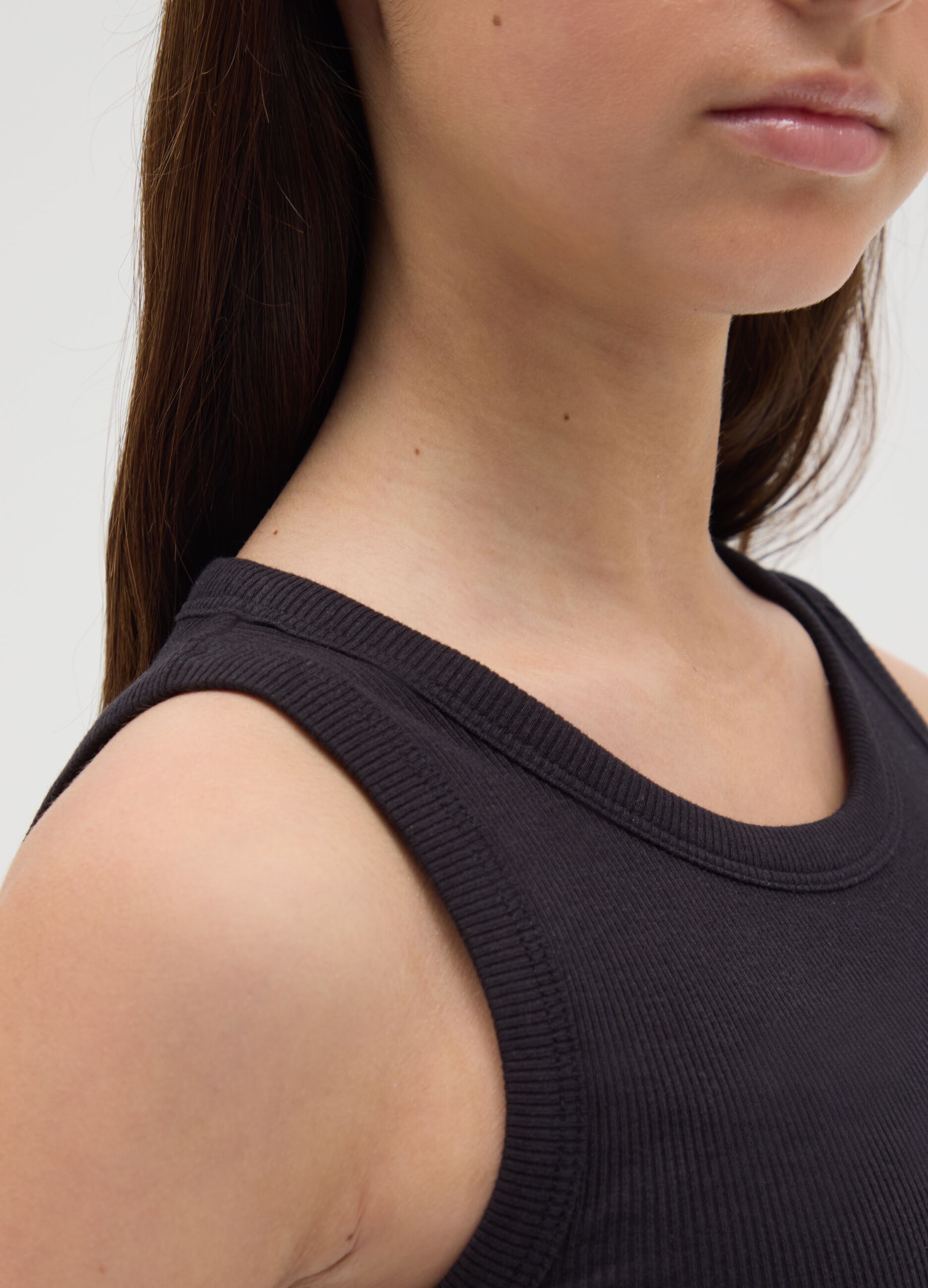 Black Stretch Cotton Vest for Girls