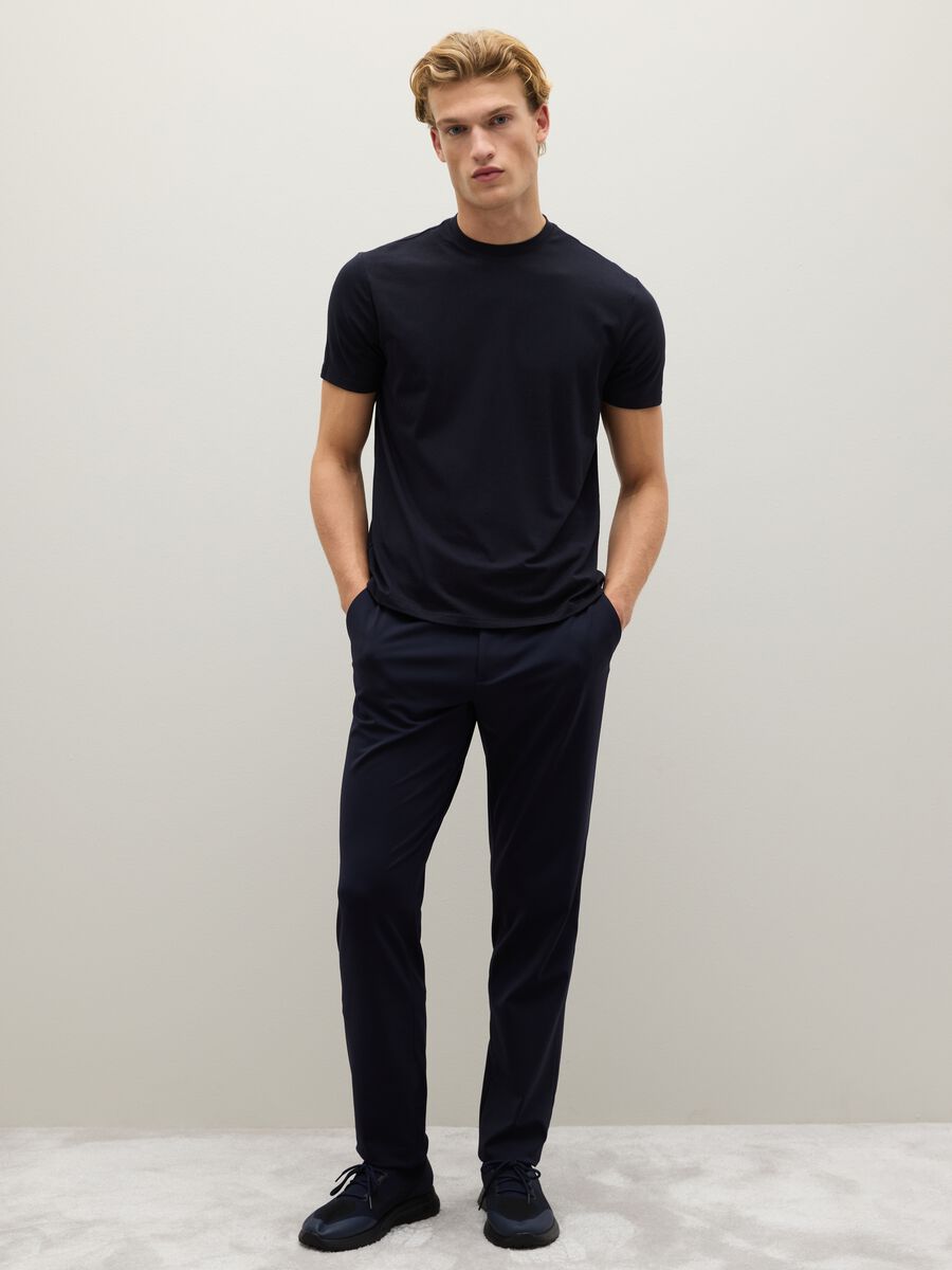 Blue Cotton Blend Regular Fit T-shirt_2